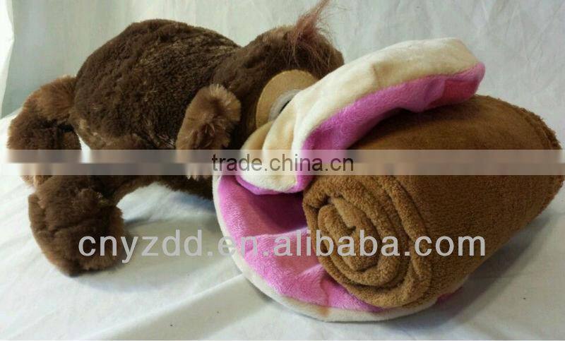 Monkey Stuffed Plush Toy with Blanket in Mouth