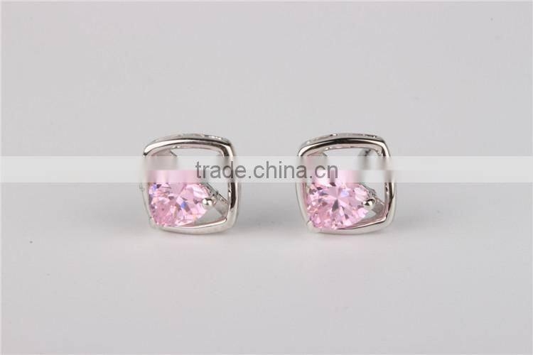 Vogue heart shaped ruby earrings for 925 silver ear stud