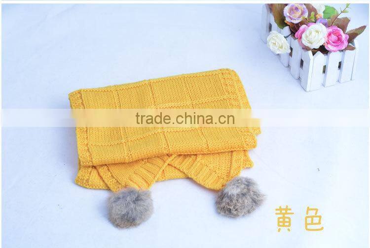 Best Selling Pom Pom Ball Tassel Style Warm Keeping Plain Acrylic Fashion Girls Knitted Scarf