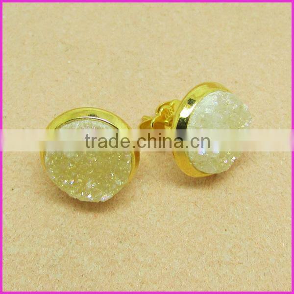 EA3149 Latest design Druzy Bezel Sets, Sparkly Druzy Post Earring