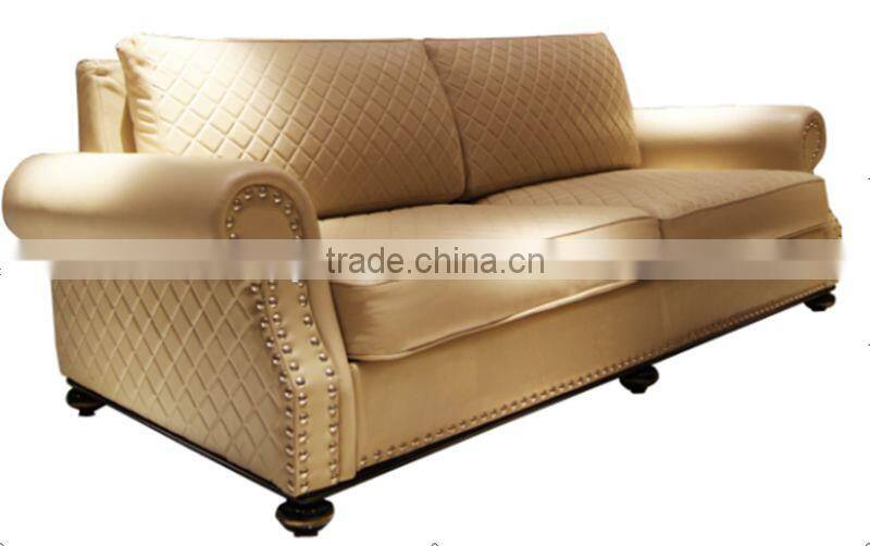 High-end modern design sectional sofa set beige leather sofa with solid wood frame