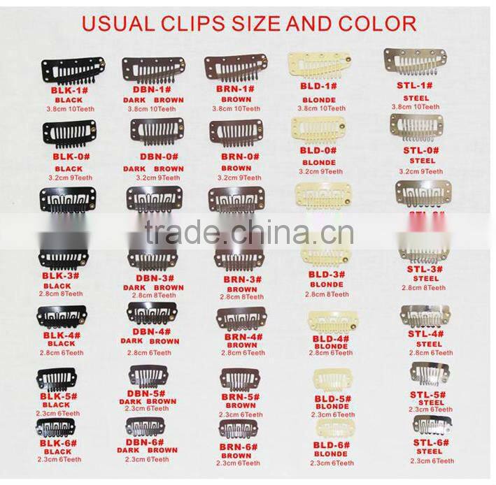 BLD-1# Retail and wholesale 38mm long Blonde color straight 10 teeth easy snap clips for hair extensions wigs wefts weavings