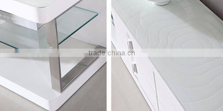 Armored glass tv stand model with showcase