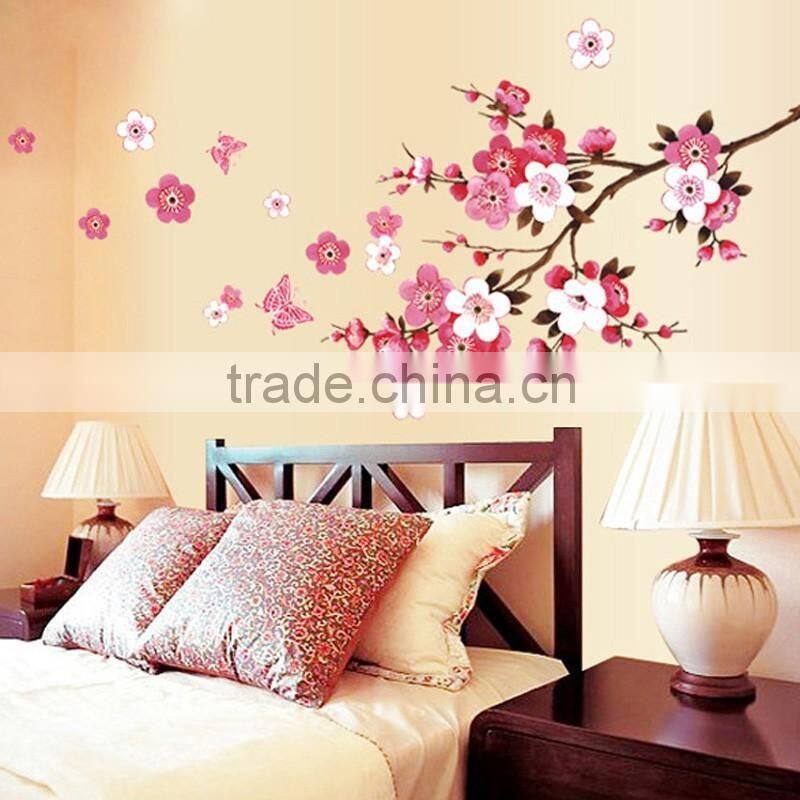 ZY6008 Cherry Blossom Wall Poster Waterproof Background Wall Sticker Stickers for Living room Bedroom Cafe Home Decor Decal Deca