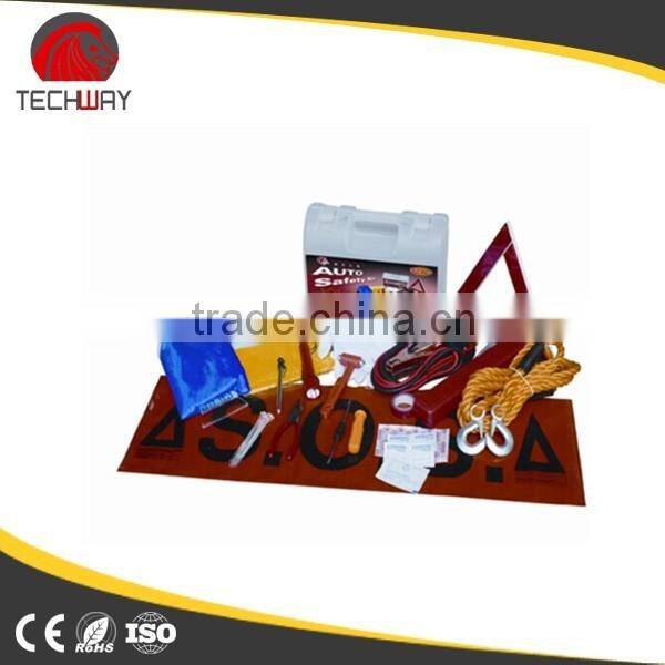 Car emergency safety kit with warning triangle