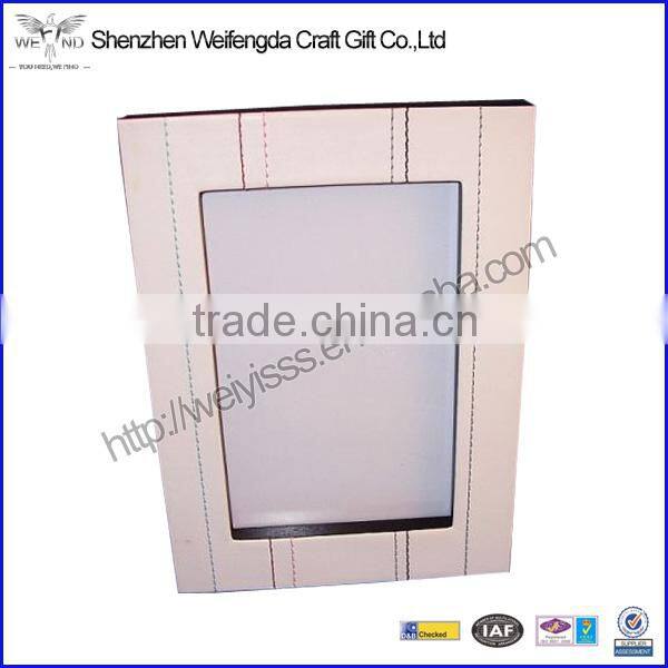 High Quality Mahogany Tabletop Custom 4x6 Stitch Leather Frame