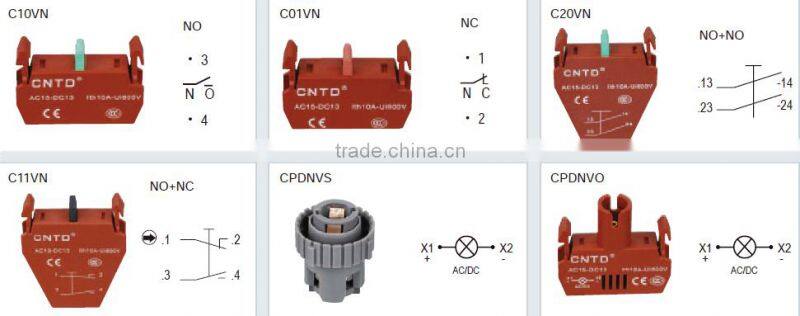 CNTD 22mm Double Push button Switch C2PND 1NO+1NC