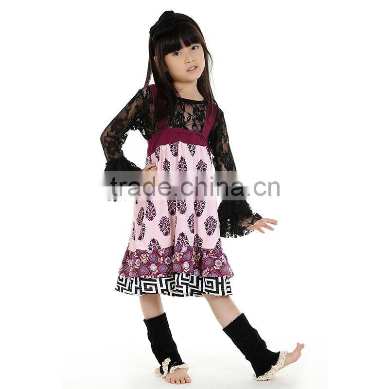 wholesale boutique cute baby top long-sleeve with ruffle & stripe pant Spring Fall clothing set