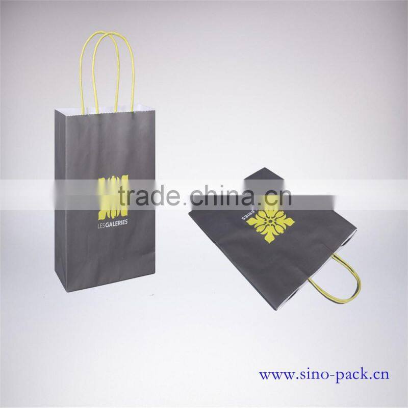 Flat custom logo printed karft paper handle bags