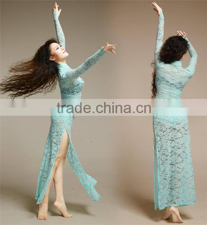 High quality belly dance lace long dress from china wuchieal (QC2272)