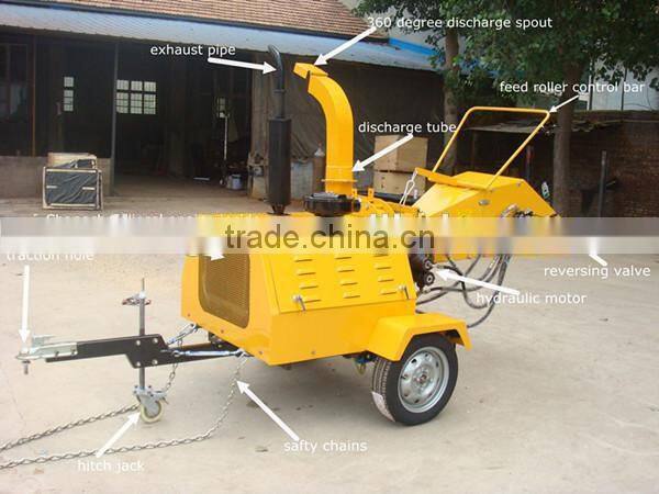 50hp CE approved mobile trailer towable diesel engine wood shredder