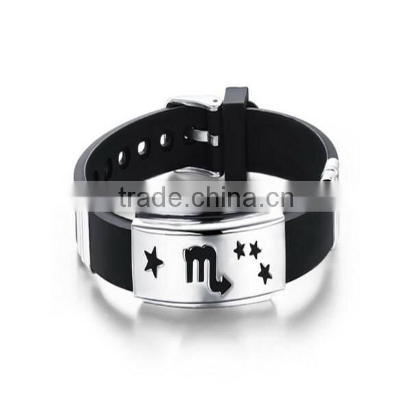 engrave metal plate silicone bracelet stainless steel