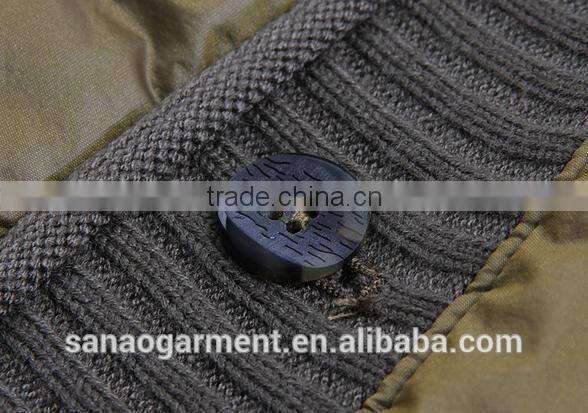 2015 casual men's knitted collar slim fit cotton-padded jacket