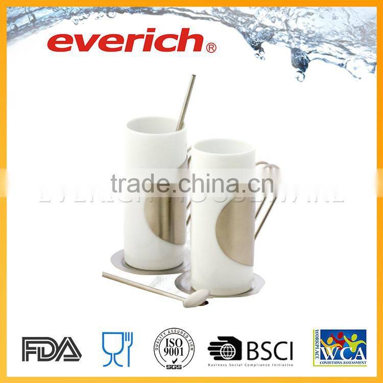 Creative double wall plain ceramic blank coffee mug