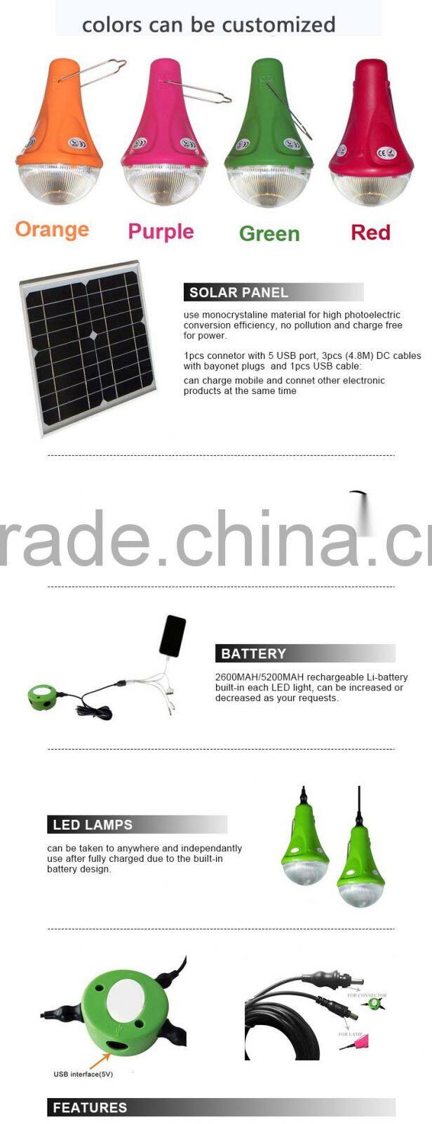 2016 new products waterproof 2 bulbs 9w solar panel led solar home kit solar home light