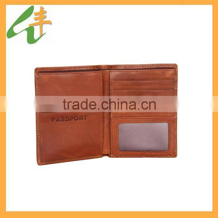 brown fine leather passport wallet