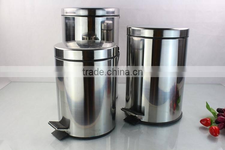 Kitchen stainless steel trash can/waste container with pedal/kitchen trash can