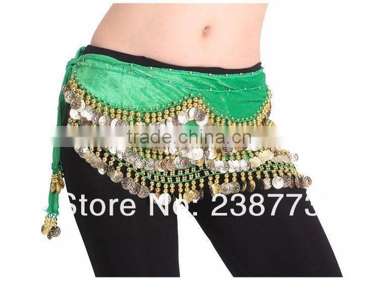 2016 New designs cheap belly dance sequin coin belts belly dancing costume hip scarf for women 13 colors available