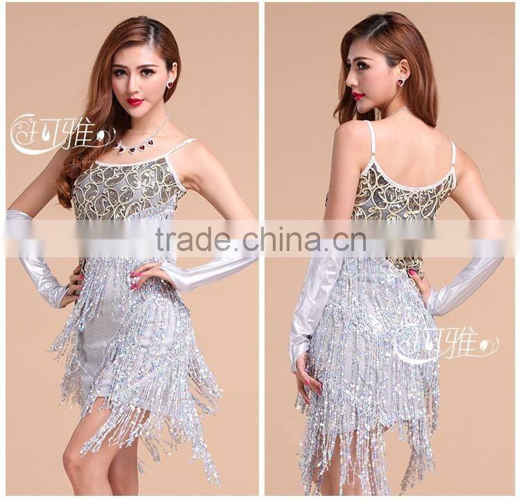 2016 High quality sexy shining tassel adult latin dance dress for women latin dance costumes on sale