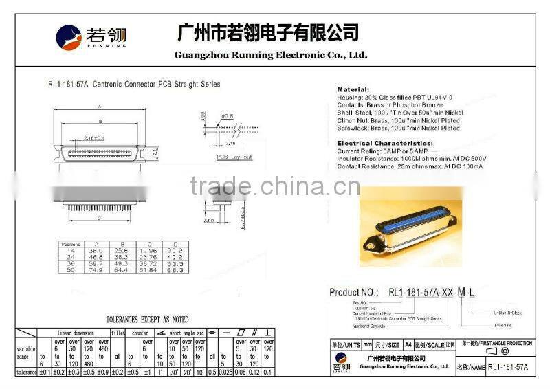 Centronic Connector With PCB Mounting type