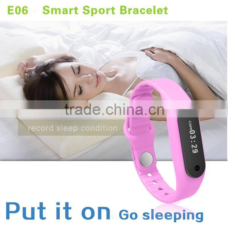 2015 Touch Screen Smart Band Wristband E06 Bracelet Fitness Wearable Tracker Waterproof IP67 Bluetooth Watch for Android 4.4