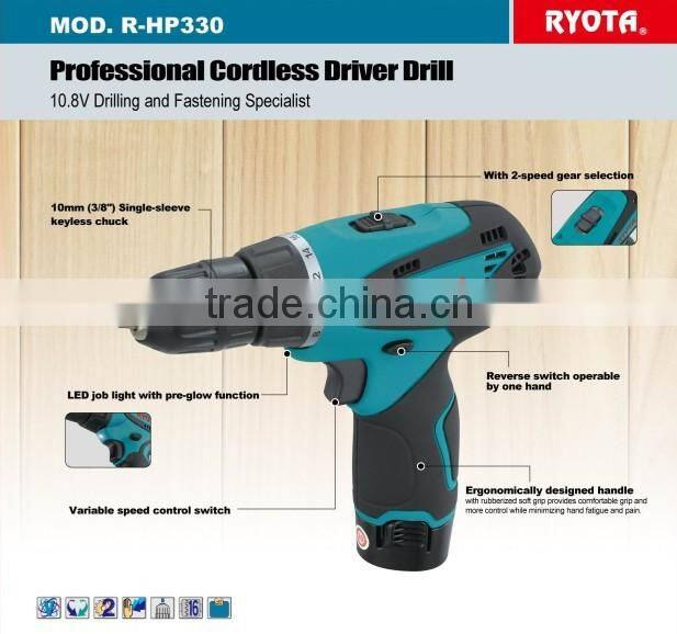 10.8V Cordless Driver Drill-Li-ion R-HP330 --New Model
