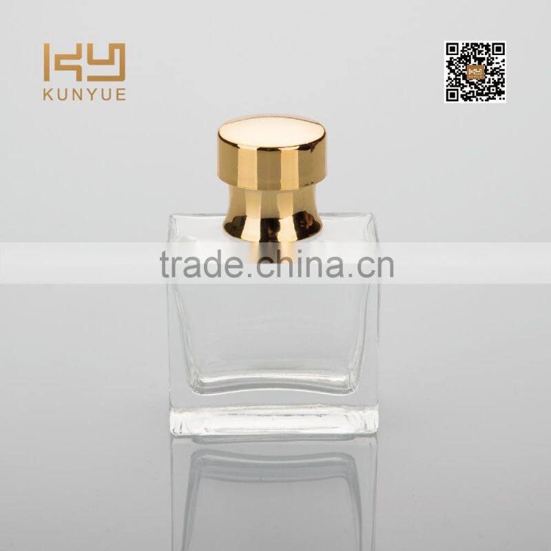 100ml cylindrical bottle glass perfume bottle with golden cap