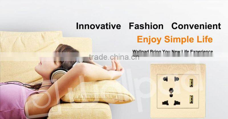 New Products Wallpad PC110~250V Electrical Universal Wall Socket with Switch Usb Charger Port USB Power Wall Light Socket