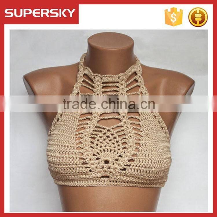 C629 Pink sexy ladies handmade crochet bra bikini