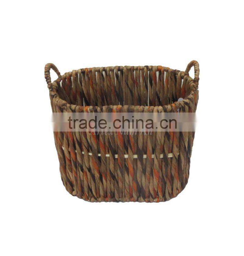 Round water hyacinth baskets with handles, storage water hyacinth baskets, laundry baskets, natural material with good price