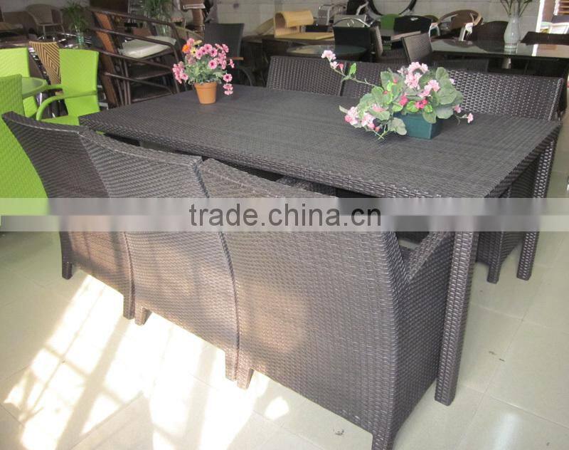 Long table rattan furniture 6 chairs restaurant dining set YPS003