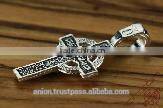 Burnished Silver 925 Cross Crucifix. Russian & Greek Orthodox Style.