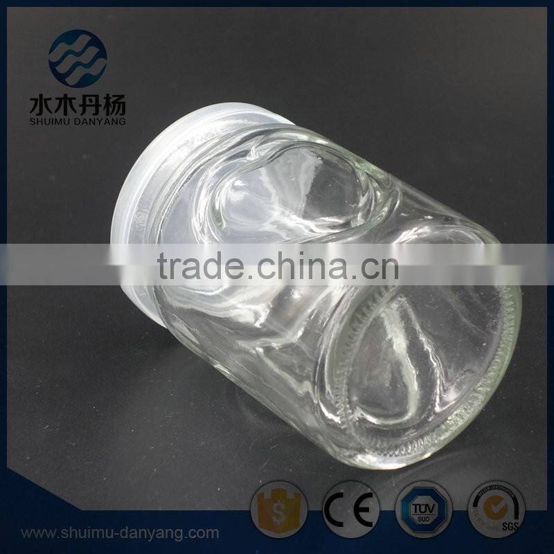 200ml heart shaped glass pudding bottle milk bottle with plastic lid
