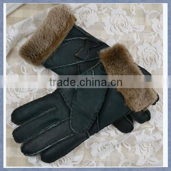 Fashion Lady Sheepskin Leather Glove With Wool, Good Quality Lady Sheepskin Leather Glove