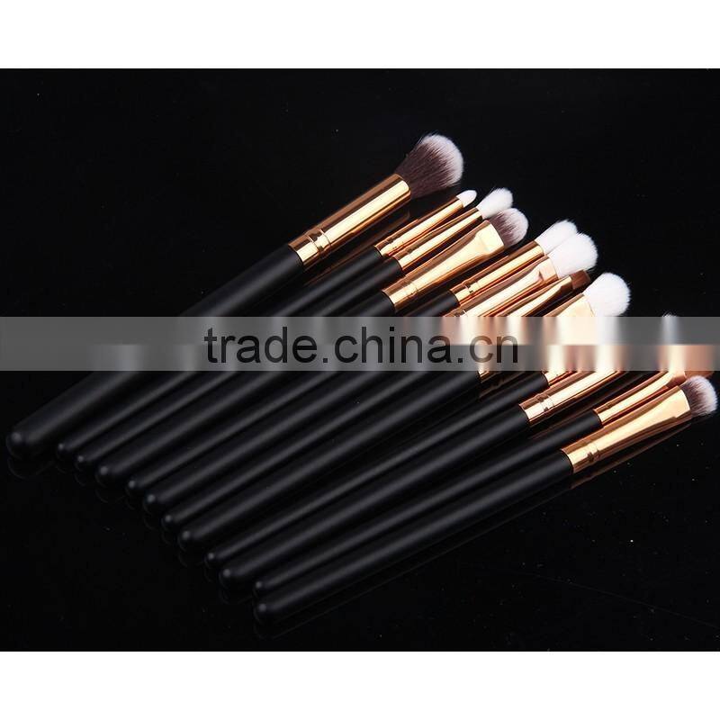 12pcs Eyeshadow Eyeliner Black+gold Brand make up black makeup set kabuki brush wholesale