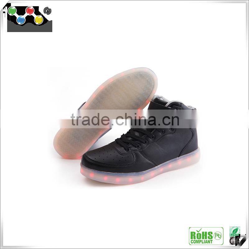 HOT Selling!! 2016 New product black comfortable led shoes with battery for men
