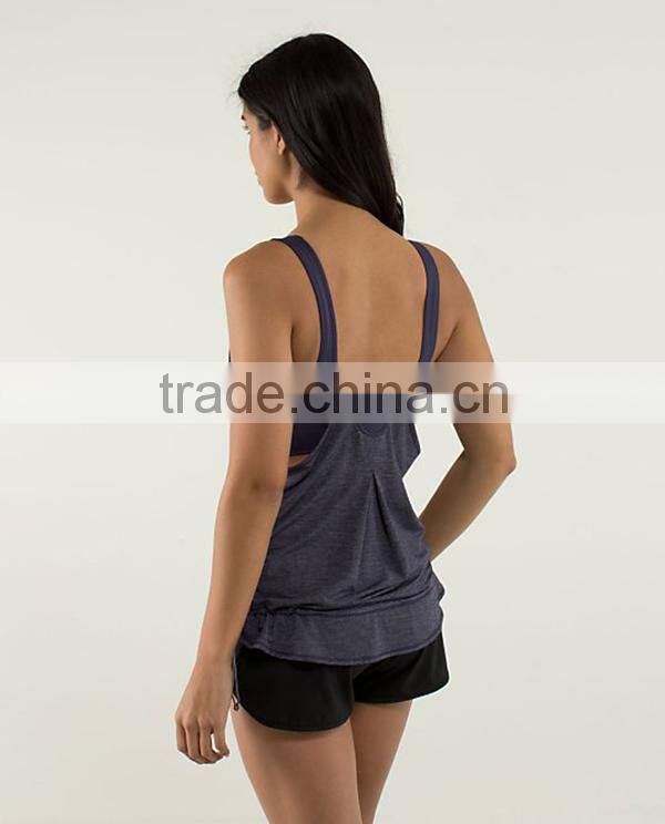 2015 new style cotton spandex loose lady plain gym tank tops