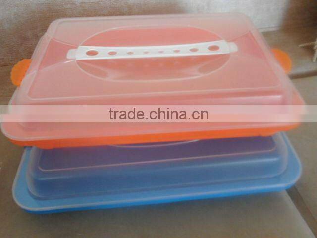 clear rectangle plastic bread box with handle