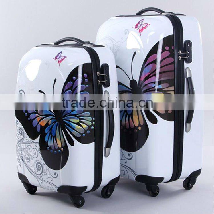 China alibaba 2014 Butterfly girl's ABS/PC hardcase travel trolley luggage / carry-on suitcase