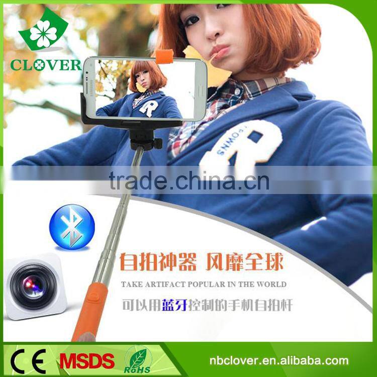 Hot colorful wireless monopod selfie stick with bluetooth remote shutter