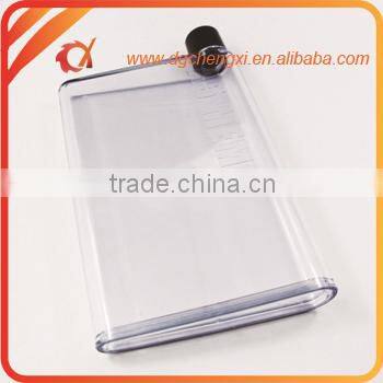 Unique Portable flat plastic water bottle, reusable plastic water bottles
