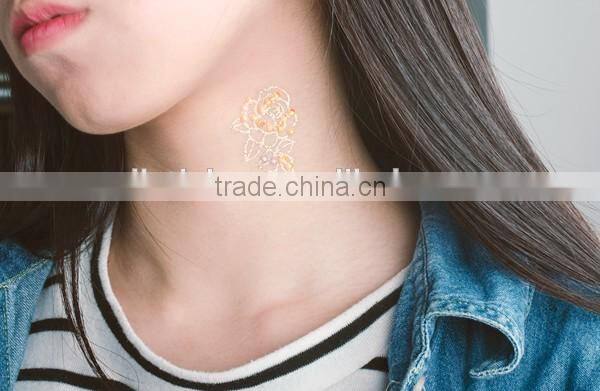 custom new fashion rhinestone metallic tattoo crystal gold foil tattoo stickers