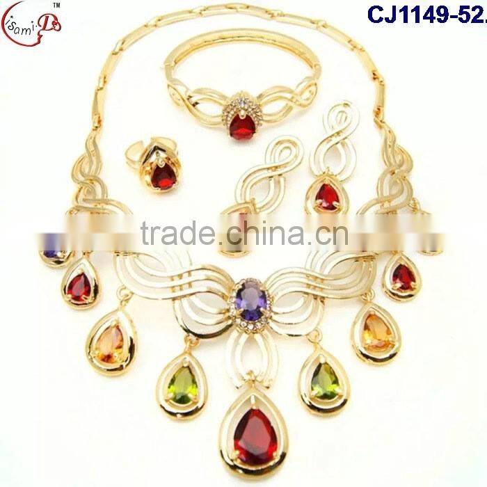 CJ1149-(53-57) 2016 fashion jewelry gold plating with rhinestone jewelry crystal fashion jewelry set