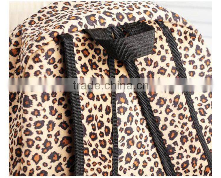 Fashion New Free shipping European and American Style Women Backpacks Lovely beard Vintage Leopard bag PU leather Backpack