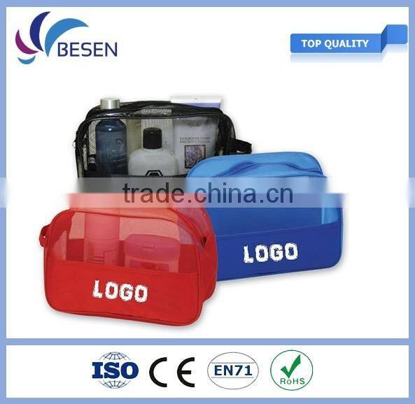 2016 fashion mesh toiletry bag with customized logo