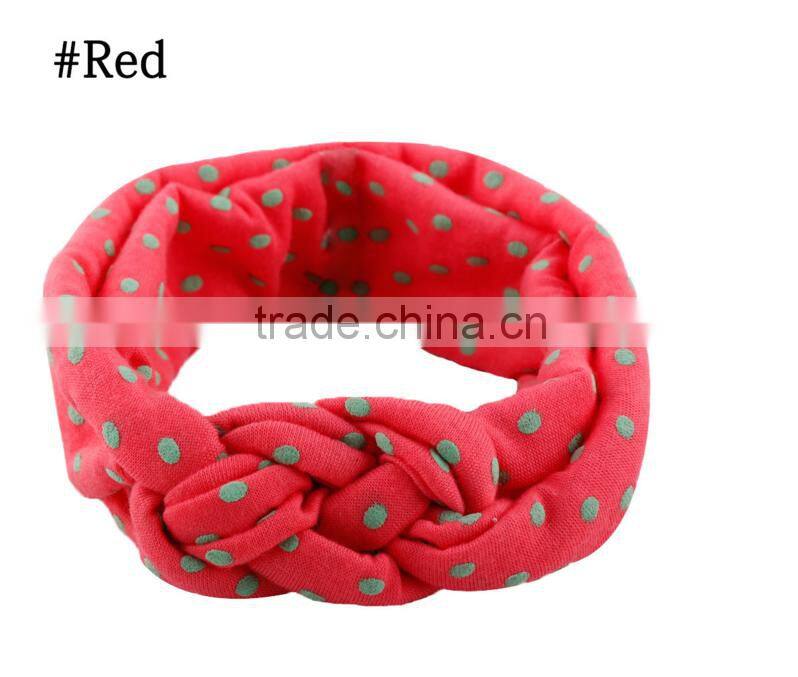 Children's hair European female baby knitting cross hair band cotton elastic headband hand knot of peace