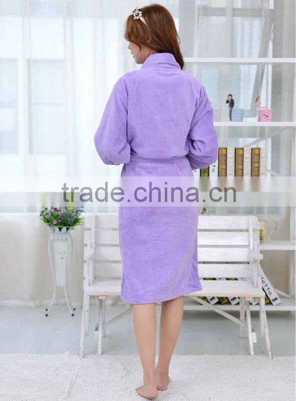 Purple microfiber woman wear bathrobe