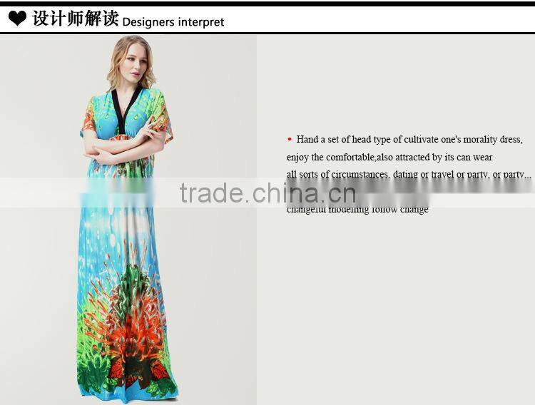 2016 new Bohemia beach Skirt bat sleeve dress