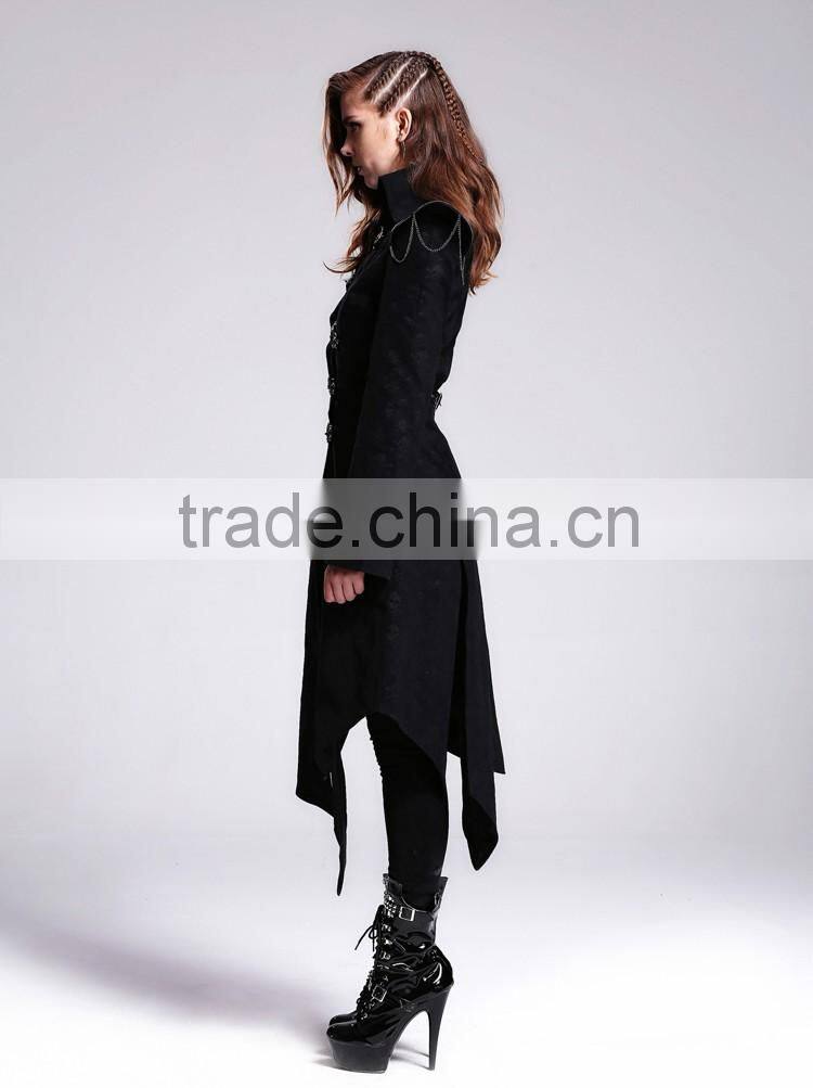 Devil fashion 2015 PUNK gothic long coat black jacket made in China CT014