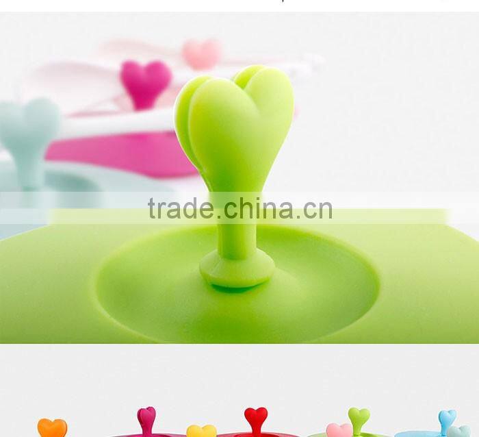 Creative Cute Love-heart Anti-dust Cup Cover Silicone Drinking Glass Cover